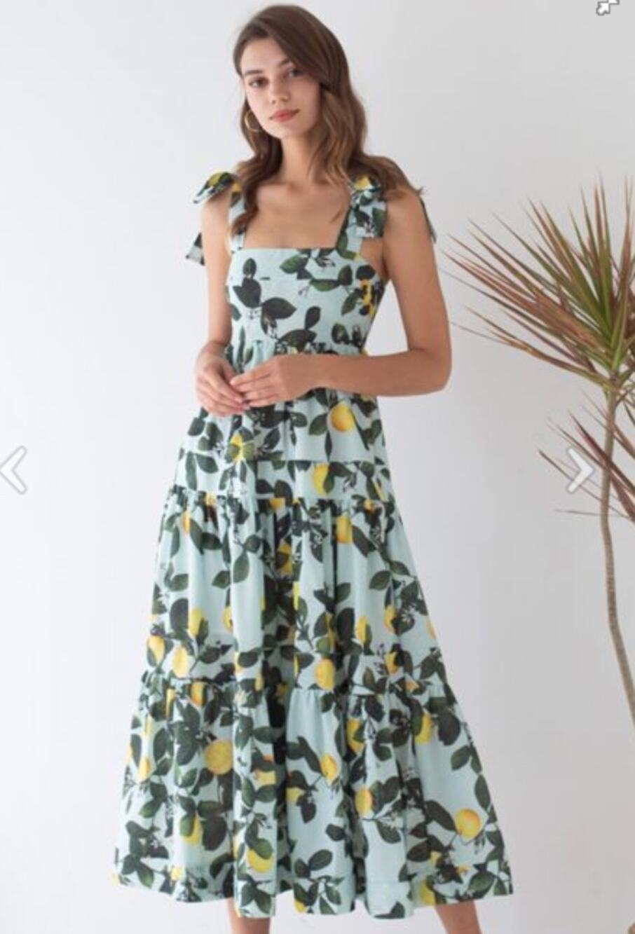 Chicwish Mint Blue Lemon Print Maxi Dress